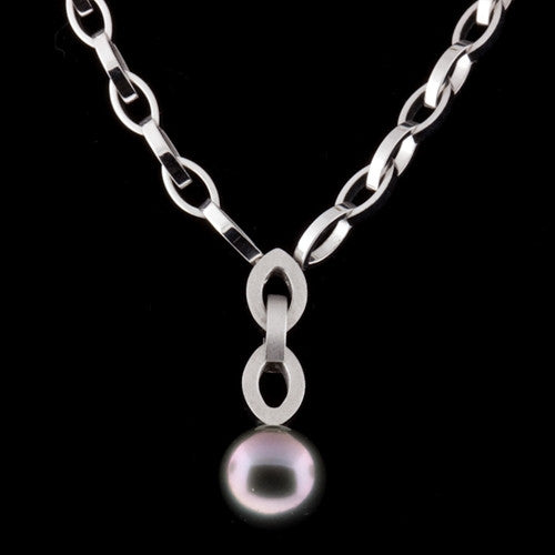 Pearl & Diamond 18KT White Gold Link Necklace