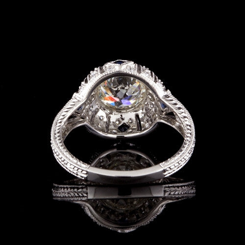 1.47CT Old Mine Cut Diamond, Sapphire Ring