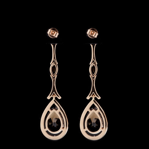 Smokey Topaz & Diamond Dangle Earrings