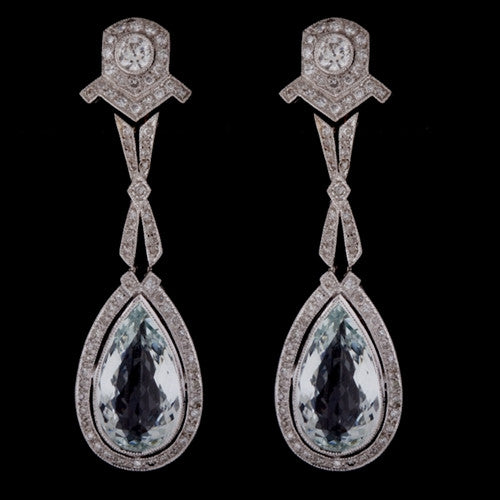 Aquamarine & Diamond 18KT Dangle Earrings