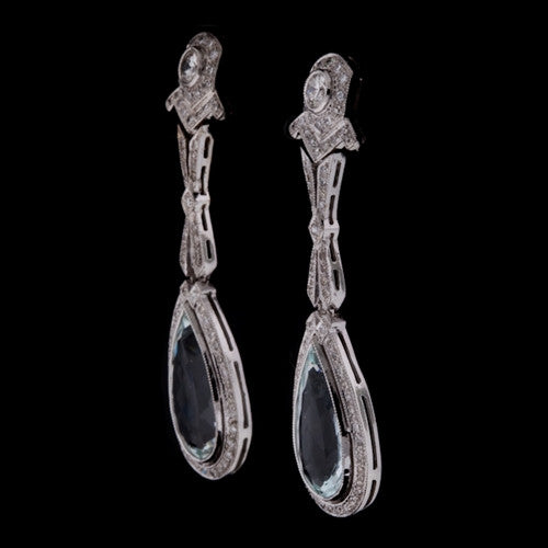Aquamarine & Diamond 18KT Dangle Earrings