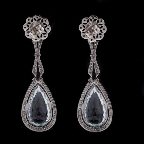 Aquamarine & Diamond 18KT Dangle Earrings