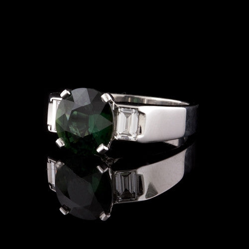 3.09ct Green Sapphire & Diamond Ring