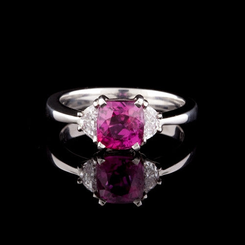 Pink Sapphire & Diamond Platinum Ring