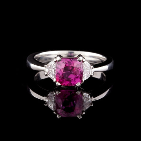 Pink Sapphire & Diamond Platinum Ring