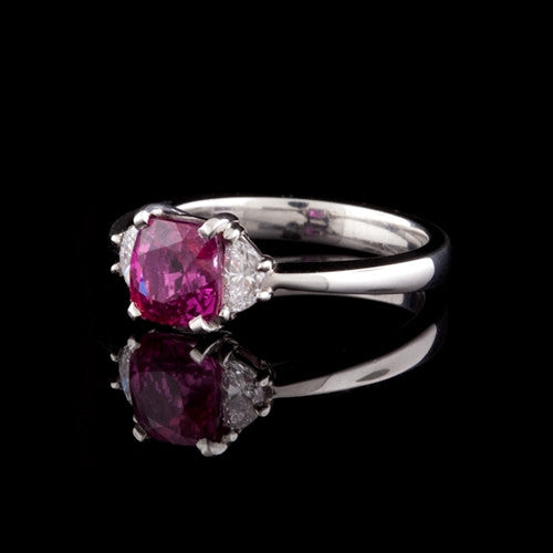 Pink Sapphire & Diamond Platinum Ring