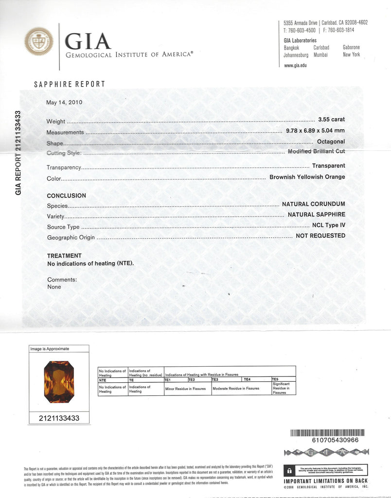 3.55ct Orange Sapphire & Diamond Ring