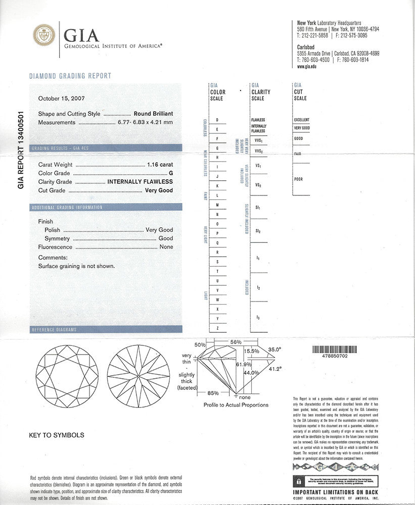 GIA 1.16-ct G/IF Round Brilliant Cut Loose Diamond