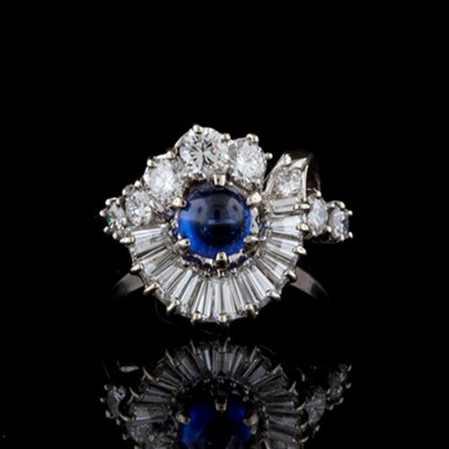 0.50ct Cabochon Sapphire & Diamond 18KT Ring