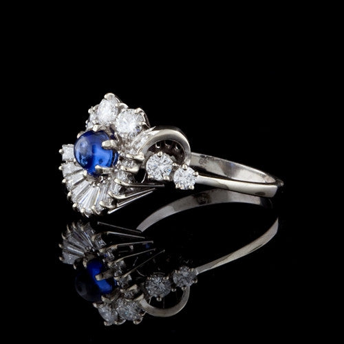 0.50ct Cabochon Sapphire & Diamond 18KT Ring