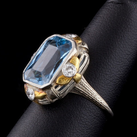 7ct Aquamarine & Diamond 18KT Ring