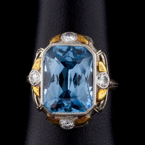 7ct Aquamarine & Diamond 18KT Ring