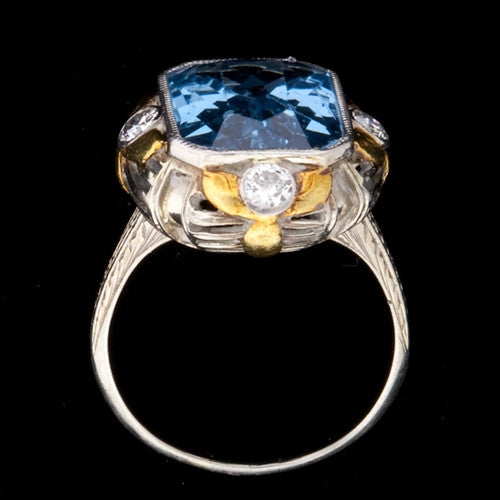 7ct Aquamarine & Diamond 18KT Ring