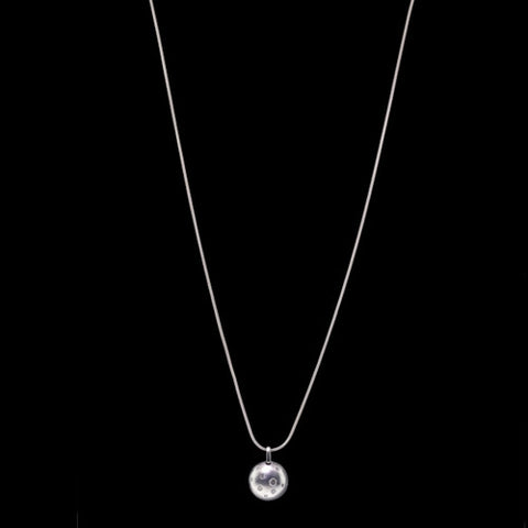 Brushed 14Kt Etoile Diamond Disc Necklace