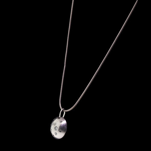 Brushed 14Kt Etoile Diamond Disc Necklace