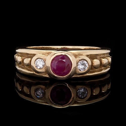 Ruby & Diamond 18Kt Band Ring