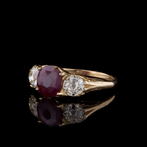 1.92ct Round Cut Ruby & Diamond 18KT Ring
