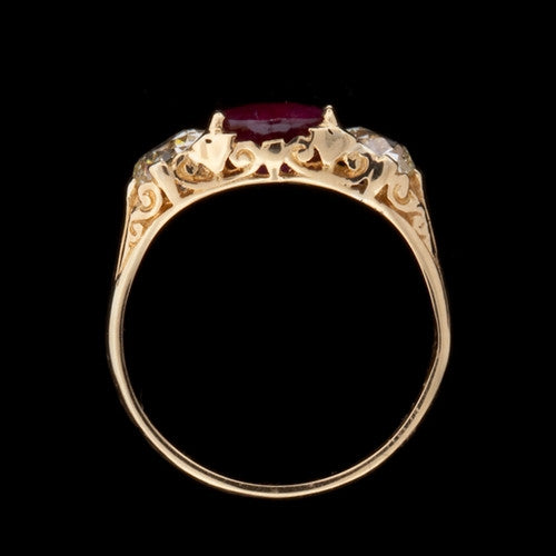 1.92ct Round Cut Ruby & Diamond 18KT Ring