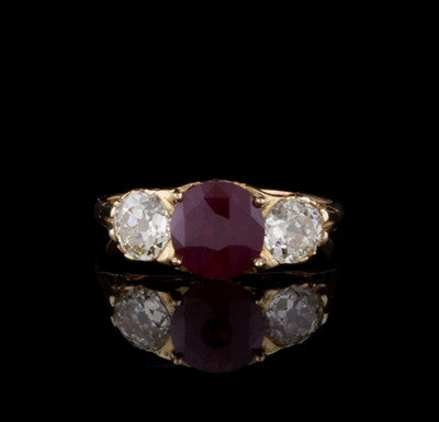 1.92ct Round Cut Ruby & Diamond 18KT Ring