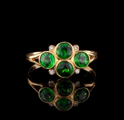 Tsavorite cluster & Diamond Ring