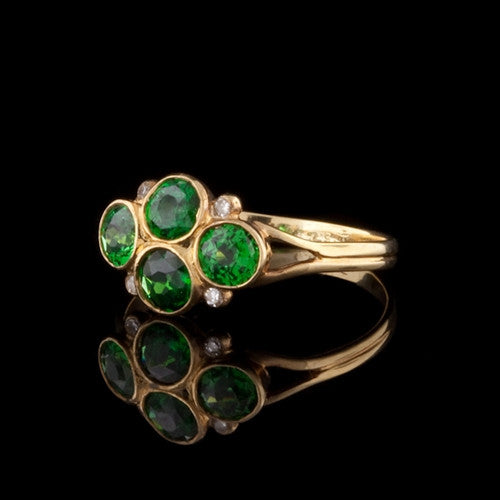 Tsavorite cluster & Diamond Ring