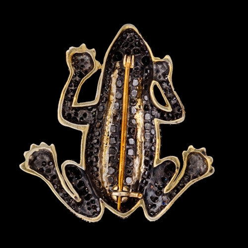 Estate Diamond Silver/14KT Frog Brooch