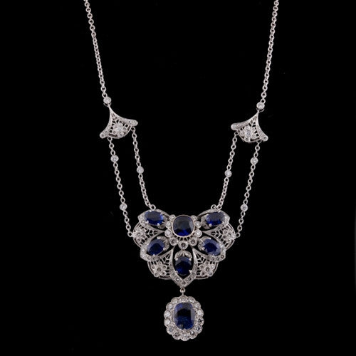 Sapphire & Diamond Lavaliere Necklace