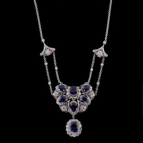 Sapphire & Diamond Lavaliere Necklace