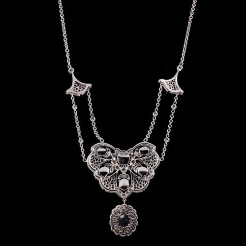 Sapphire & Diamond Lavaliere Necklace