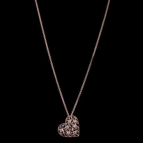 Diamond & Rose Gold Heart Necklace