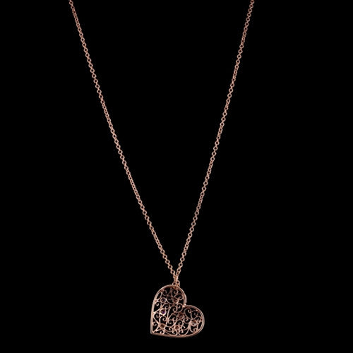 Diamond & Rose Gold Heart Necklace