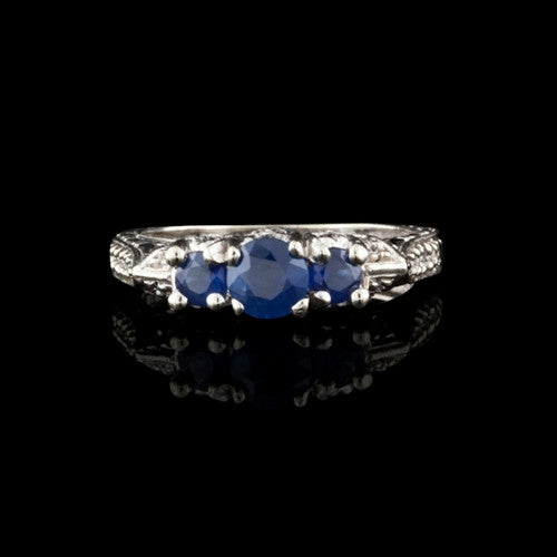 3 Stone Sapphire & Diamond Ring