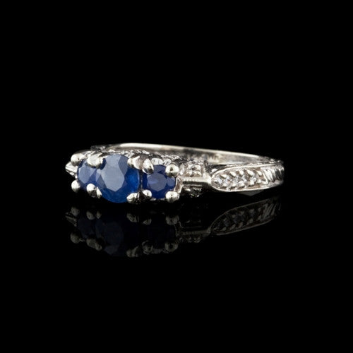3 Stone Sapphire & Diamond Ring
