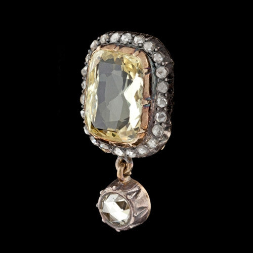 Antique Yellow Sapphire & Diamond Earrings