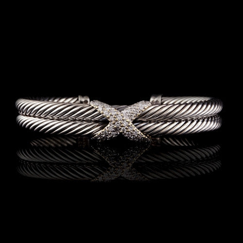 David Yurman 18KT & Sterling Silver X Bracelet