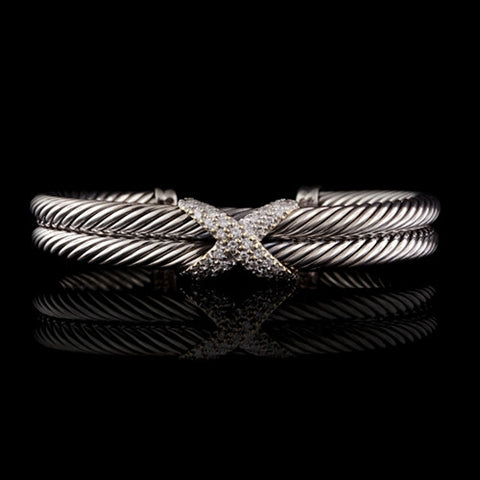 David Yurman 18KT & Sterling Silver X Bracelet