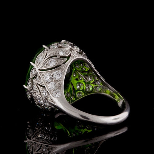 Peridot & Diamond Platinum Ring
