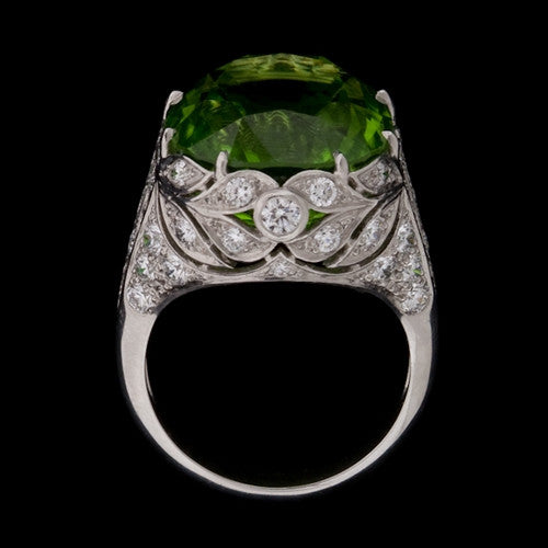 Peridot & Diamond Platinum Ring