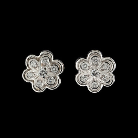 18KT Diamond Flower Earrings