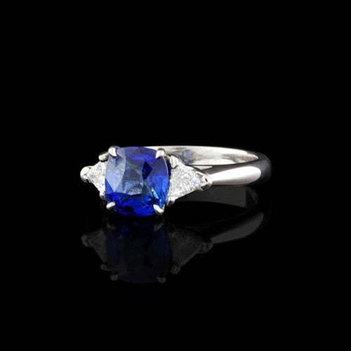 Sapphire & Diamond Platinum Ring