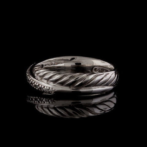 David Yurman Silver & Diamond Crossover Ring