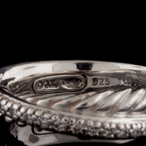David Yurman Silver & Diamond Crossover Ring