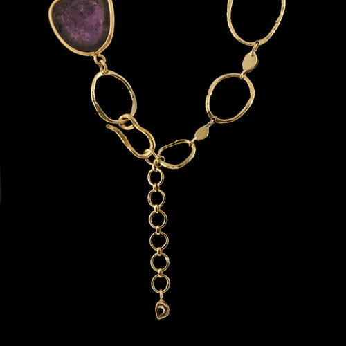 Watermelon Tourmaline, Diamond 18KT Necklace