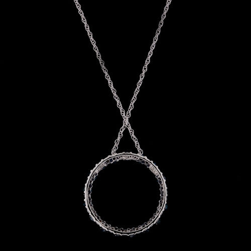 Diamond & Blue Sapphire Circle Necklace