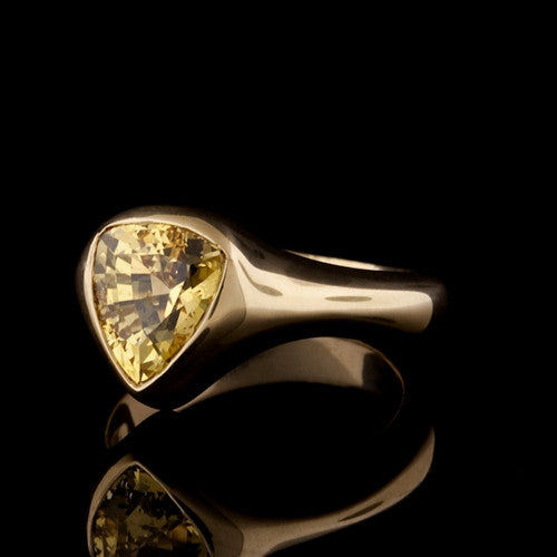 3.15ct tw Shield Cut Yellow Sapphire Ring