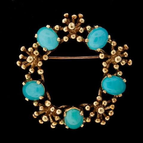 14KT Turquoise Brooch
