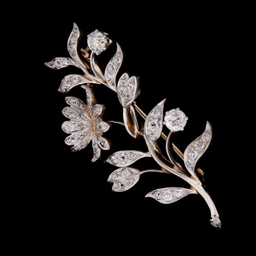 Diamond Floral Brooch