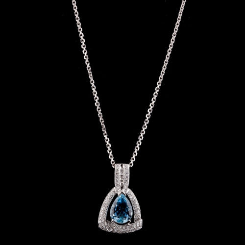 Blue Topaz & Diamond 18KT Necklace