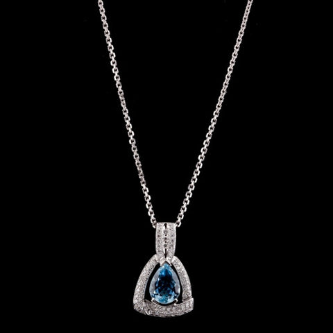 Blue Topaz & Diamond 18KT Necklace