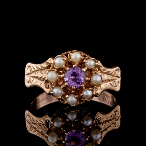 Amethyst & Pearl 14KT Ring